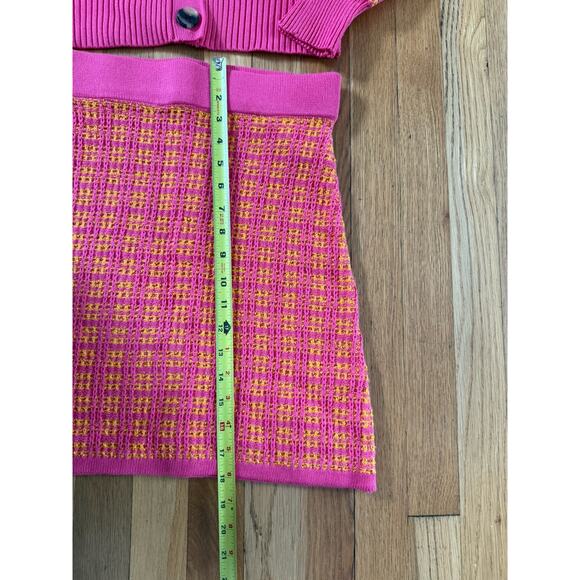 Plaid Pencil Skirt Sweater Set Knit Pink Legally Blond Preppy XS - Picture 11 of 13